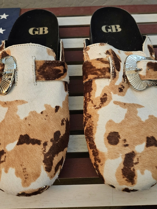 Giani Bini Shoes - Giani Bini Cowhide Print Slip-On Mules in Brown and Cream- NWOT